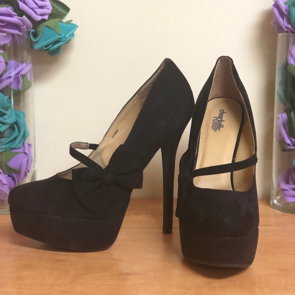 Suede Black Platform Heels